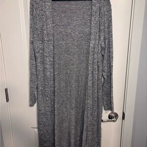 Gray Long Line Super Soft Open Front Cardigan